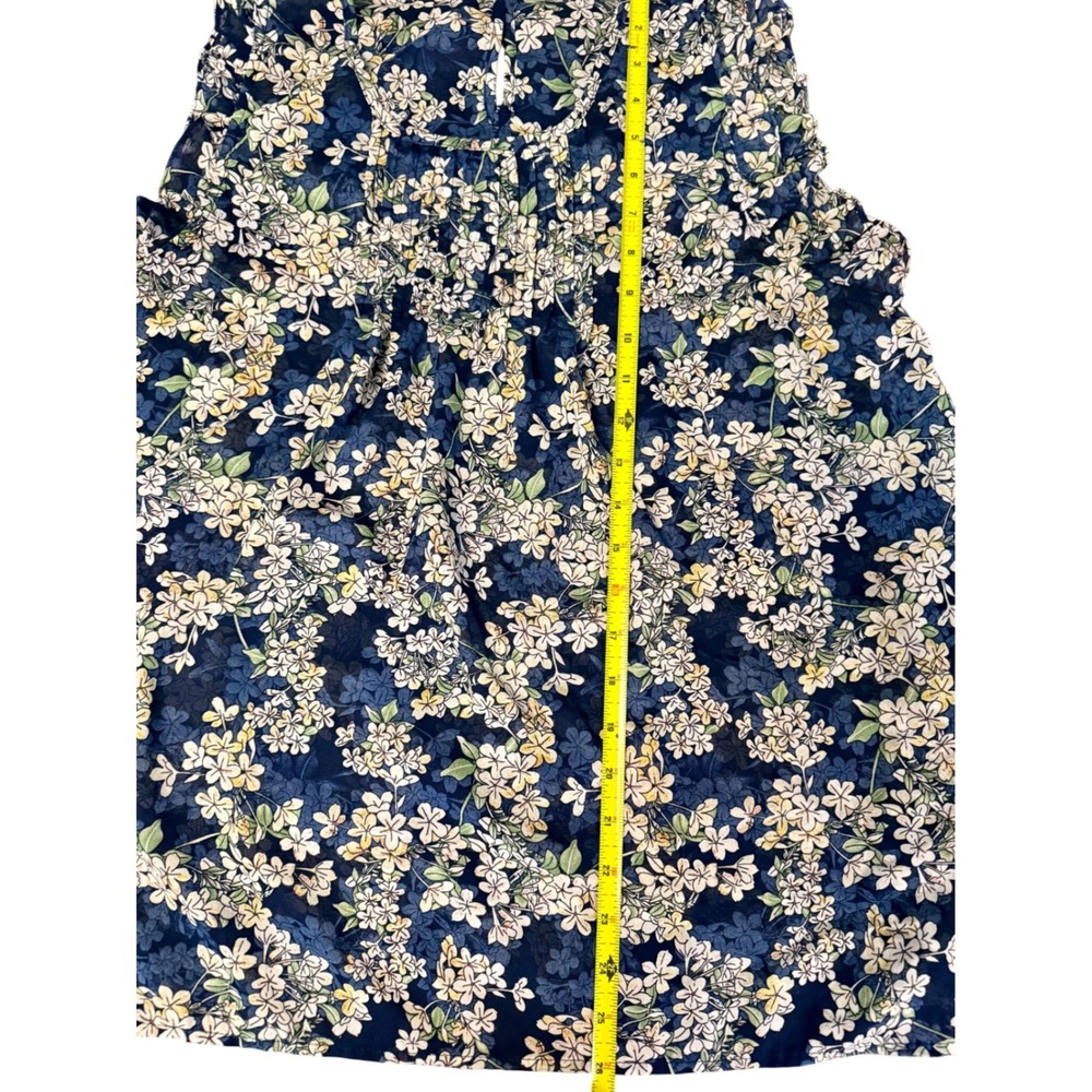 fun2fun Womens Navy Blue Floral Ruffle Sleeveless Blouse FT60710 L - Picture 8 of 8